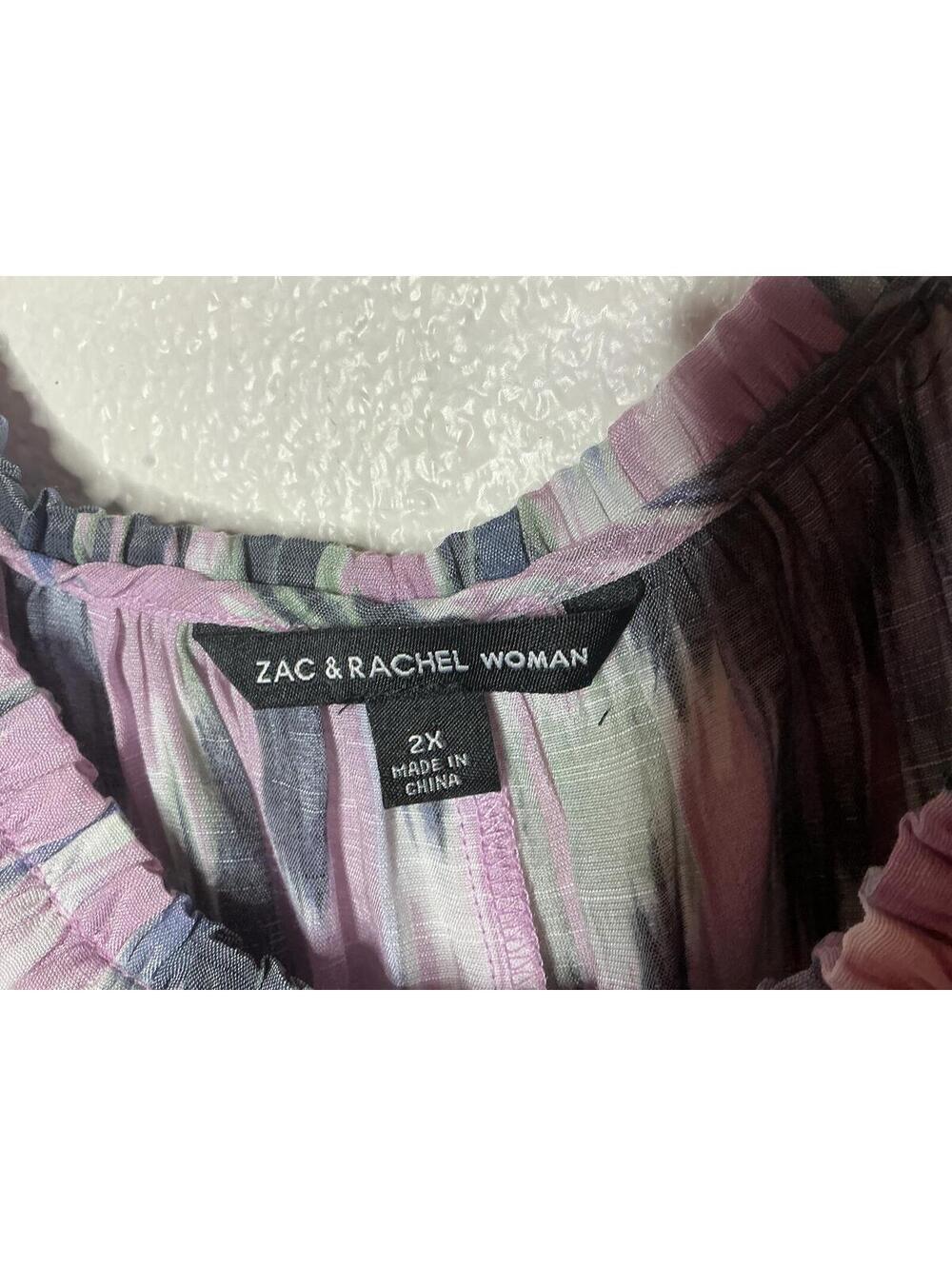 < NWT Zac & Rachel Purple/Grey Watercolor Pattern Blouse Plus Size > - Picture 2 of 5